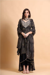 Black printed layered Kurta Palazzo Set