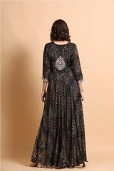 Black printed layered Kurta Palazzo Set