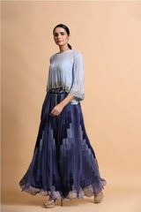 Powder blue boho Top with blue skirt