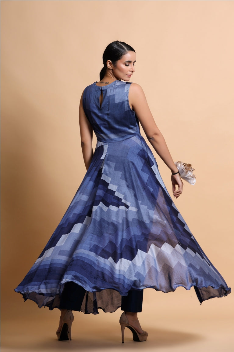 Blue Asymmetric Tunic with pants
