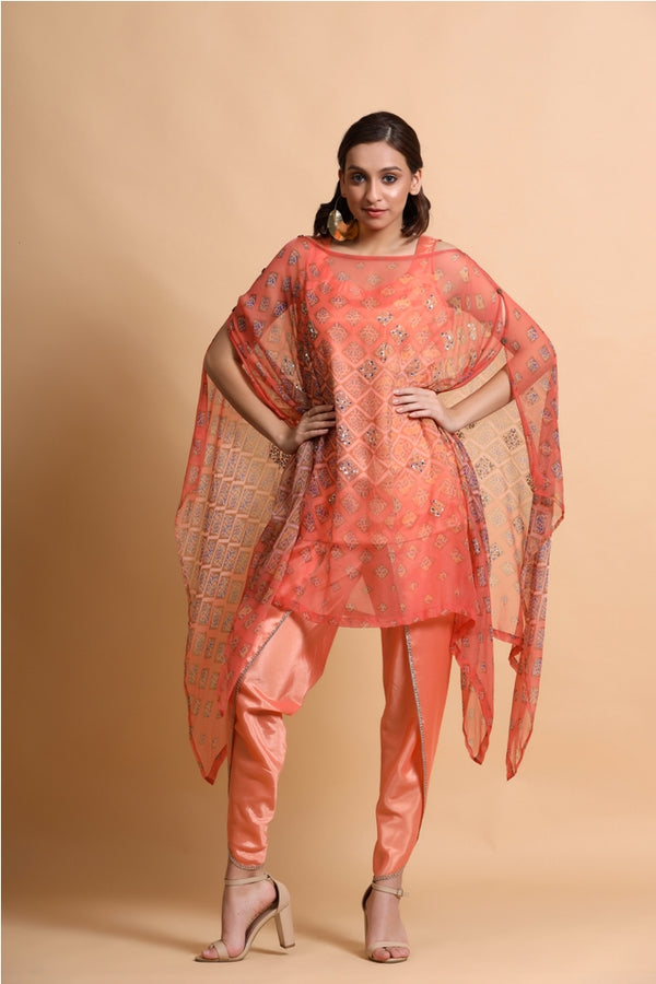 Salmon Burfee Printed Cape