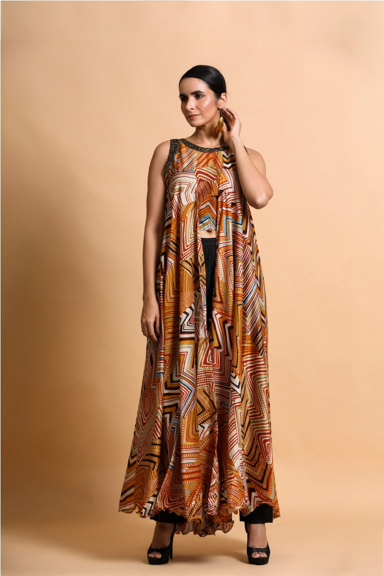 Mustard leheriya crop top and culottes set