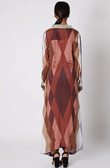 Brown Knotted Calf Length Dress
