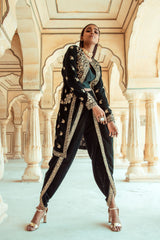 Green Kurta Set with Jacket-Indian wear-Pallavi Jaipur