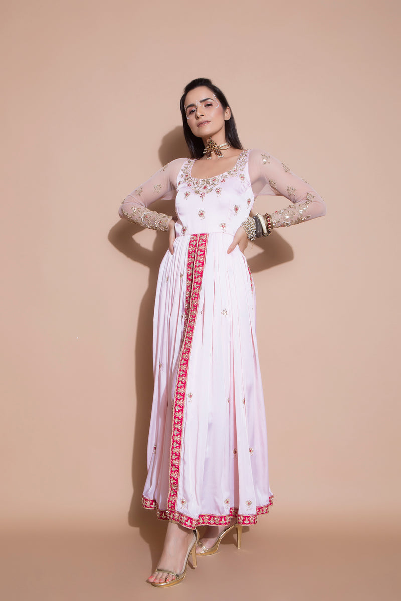 Layered Pleated Kurta and Dupatta-Indian wear-Pallavi Jaipur