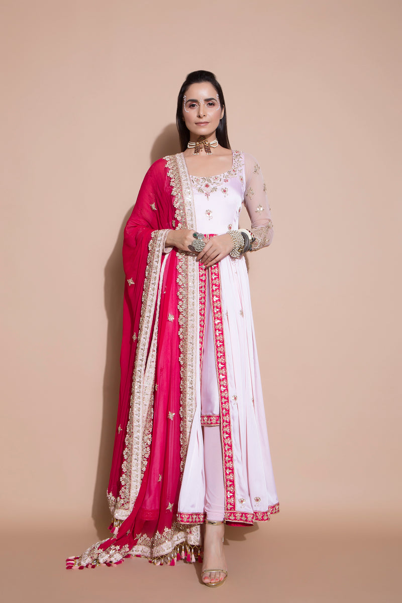 Layered Pleated Kurta and Dupatta-Indian wear-Pallavi Jaipur
