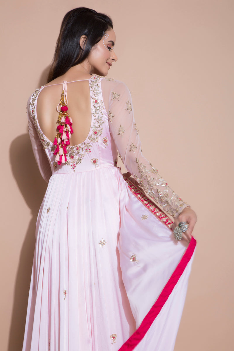 Layered Pleated Kurta and Dupatta-Indian wear-Pallavi Jaipur