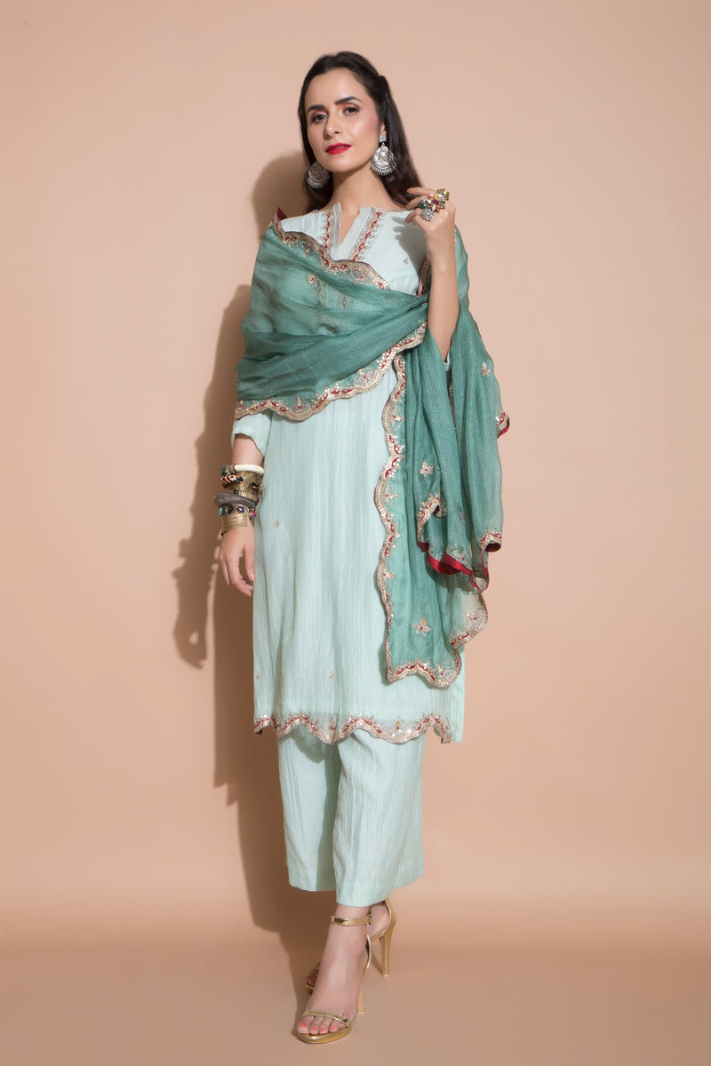 Jade Green Kurta Set-Indian wear-Pallavi Jaipur