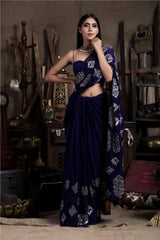 Aubergine Saree with Corset-Indian wear-Pallavi Jaipur