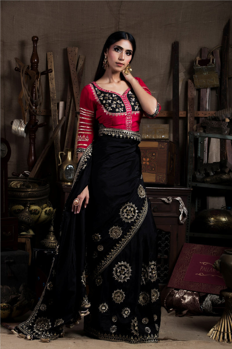 Black Saree with Blouse-Indian wear-Pallavi Jaipur