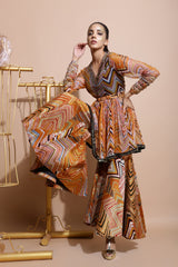 Mustard leheriya kurta and bell bottoms set
