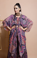 Navy leheriya box cape