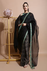 Green Splash Saree with Belt-Indo Western-Pallavi Jaipur