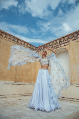 Powder Blue Embroidered Lehenga Set