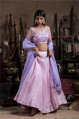 Lilac and Pink Lehenga Set-Indian wear-Pallavi Jaipur