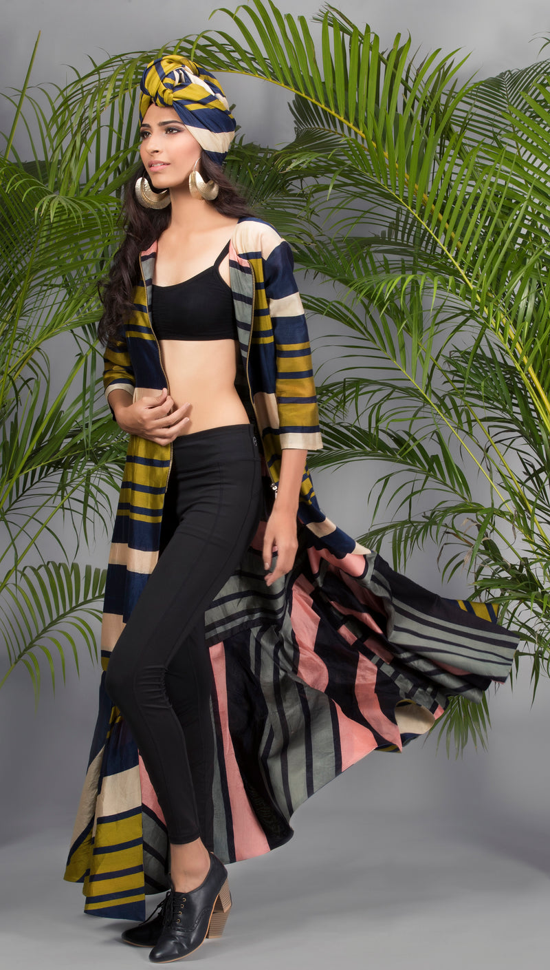Striped Reversible Jacket-Indo Western-Pallavi Jaipur