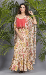Riddhi Dogra in Ivory Maxi Dress with Cape-Indo Western-Pallavi Jaipur