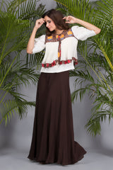 Brown Printed Shirt and Palazzo Set-Indo Western-Pallavi Jaipur