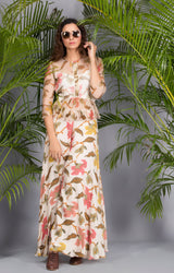 Ivory Frill Top with Printed Pants-Western Wear-Pallavi Jaipur