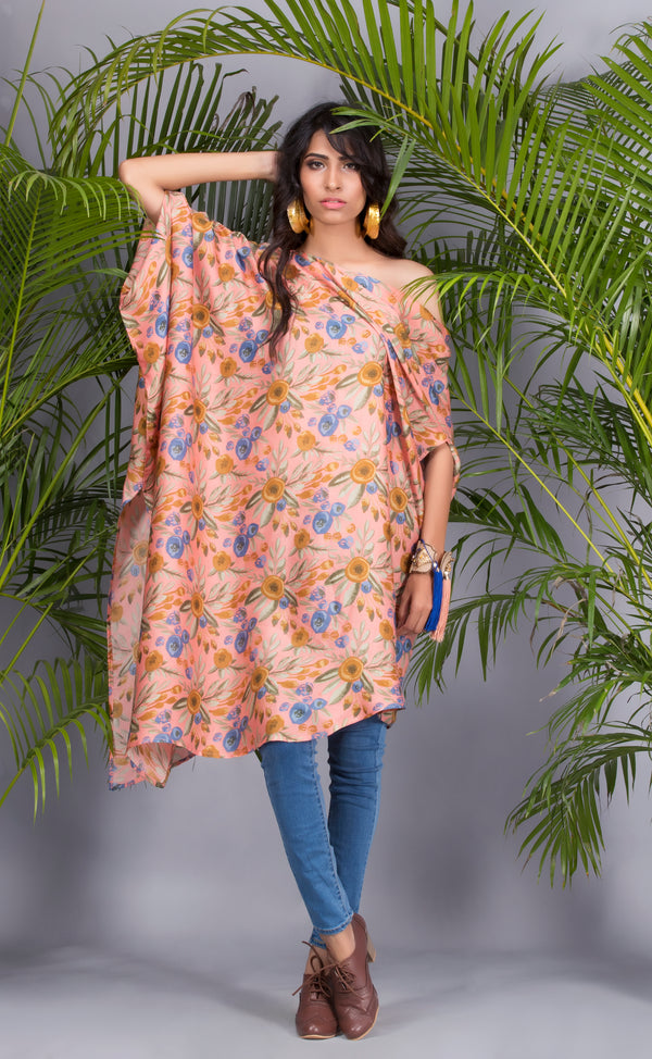 Salmon Pink Modal Tunic-Western Wear-Pallavi Jaipur