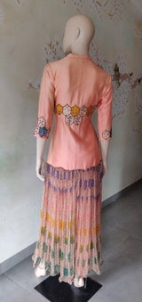 Peach printed tunic set