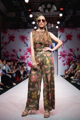 Dark Green Jumpsuit with Jacket and Belt-Indo Western-Pallavi Jaipur