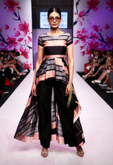 Pink and Grey Dress with Black Pants-Indo Western-Pallavi Jaipur