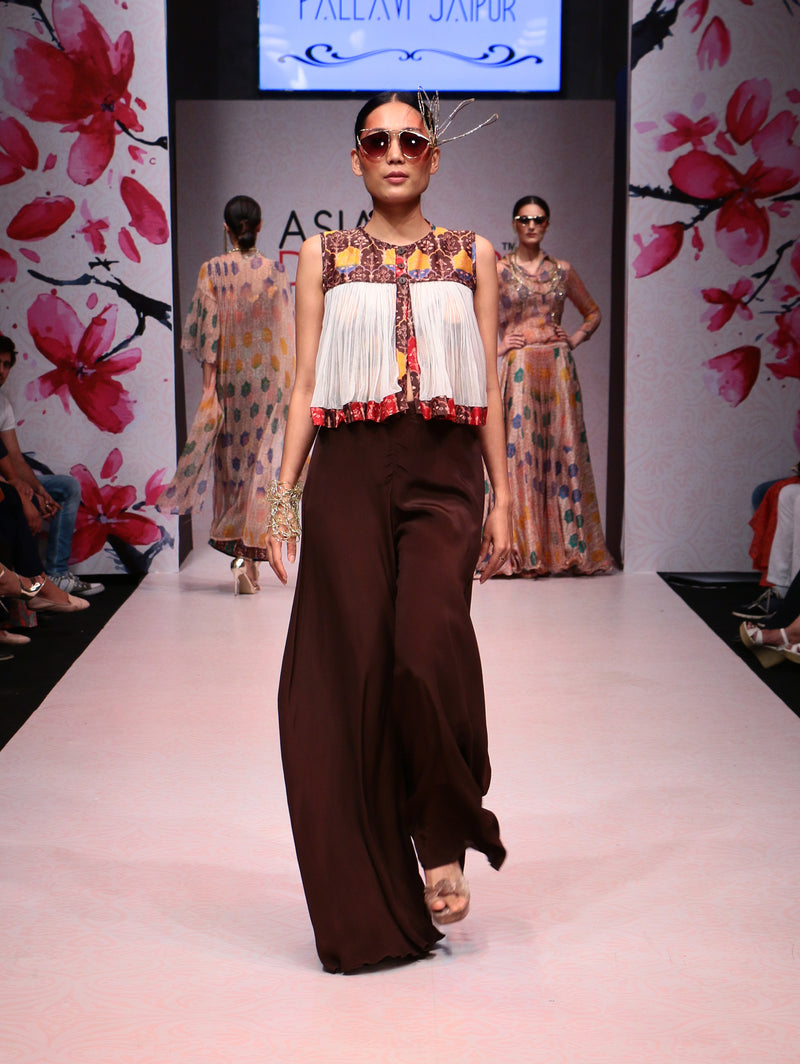 Brown Printed Shirt and Palazzo Set-Indo Western-Pallavi Jaipur