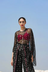 Ameera Ooze Sheer Cape Top With Pinkmess Inner