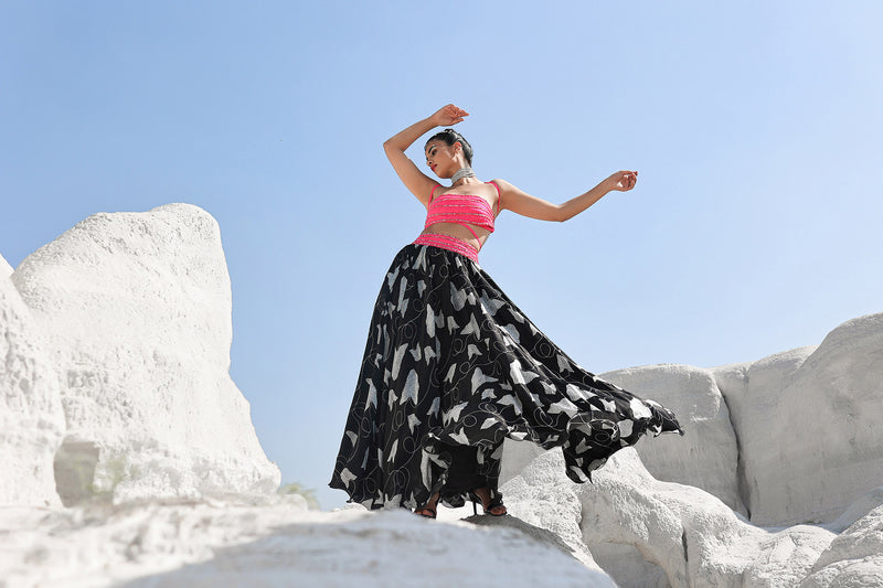 Ameera More Pink Rope Bandeau Top with Volume Skirt