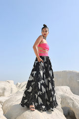 Ameera More Pink Rope Bandeau Top with Volume Skirt