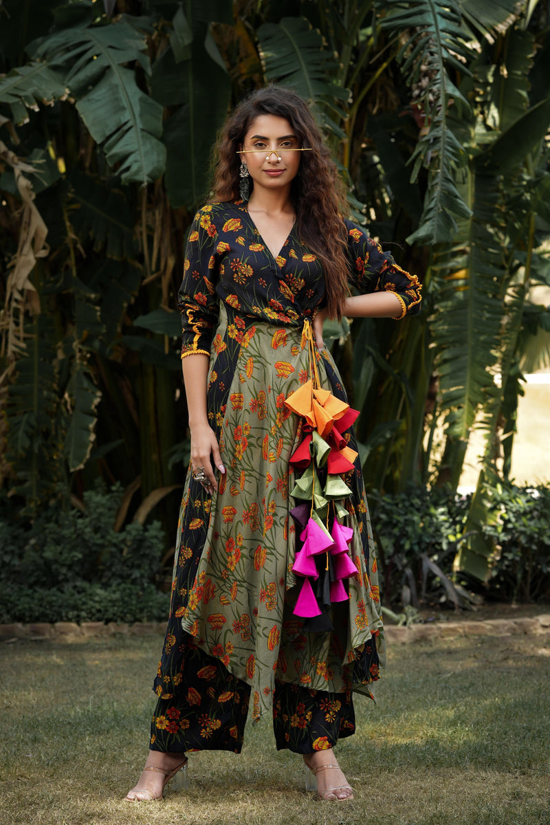 Dilruba charcoal sage phoonday wala angrakha