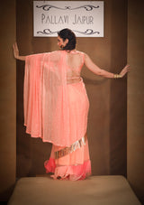 Mehbooba luxury peach ruffle saree with allure blouse set