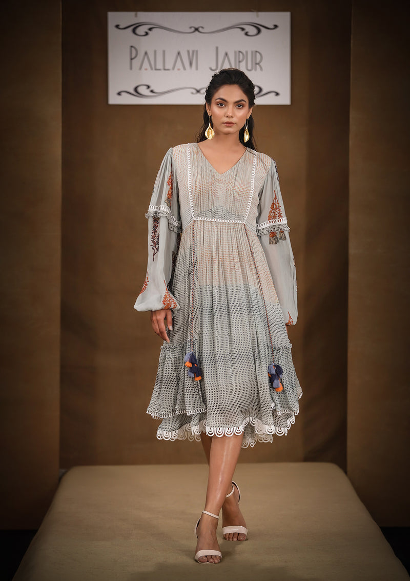grey bohemian dress Boho Garden Grey Pinch Pleat Dress