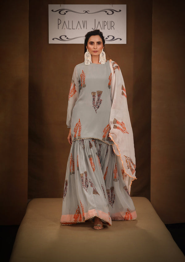 Priya Grey kurta Sharara Set