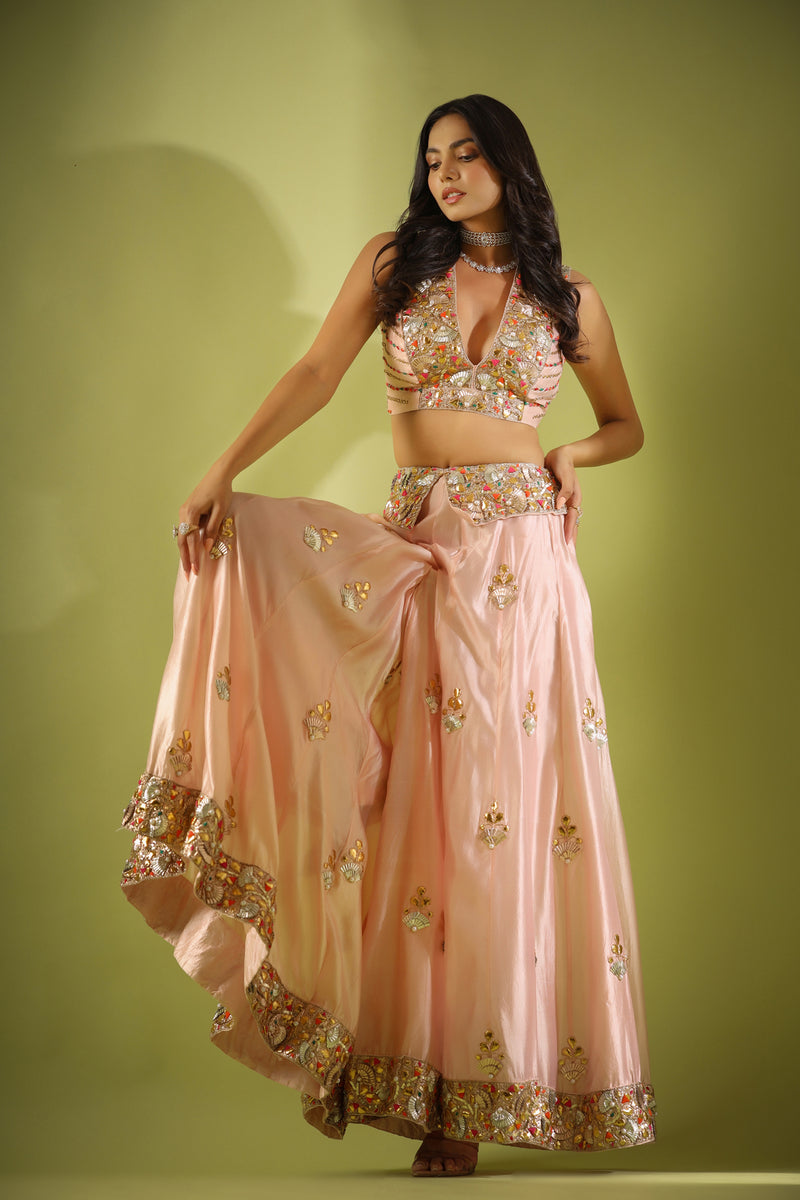 Haseena gulabi pankhi gota sharara set