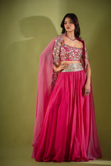 Haseena pankhi gota lehenga cape set in rouge pink
