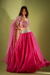 Haseena pankhi gota lehenga cape set in rouge pink
