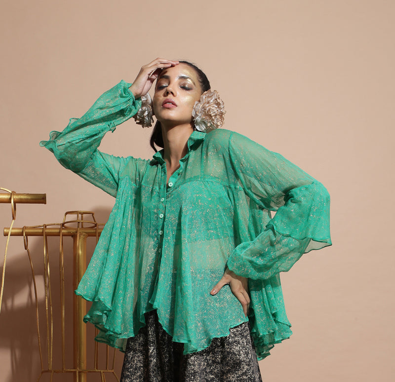 Green splash shirt tunic with tube