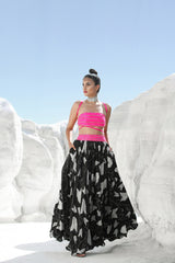 Ameera More Pink Rope Bandeau Top with Volume Skirt