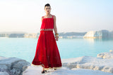 Ameera Romantic Red Dazzle Singlet With Wide Legged Palazzo