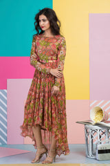 Midi Dress with Belt-Indo Western-Pallavi Jaipur